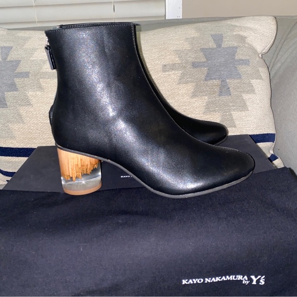 KAYO NAKAMURA by Y's SOFT SMOOTH BOOTS clear/wood US 6.5 NWB RARE - Picture 7 of 14